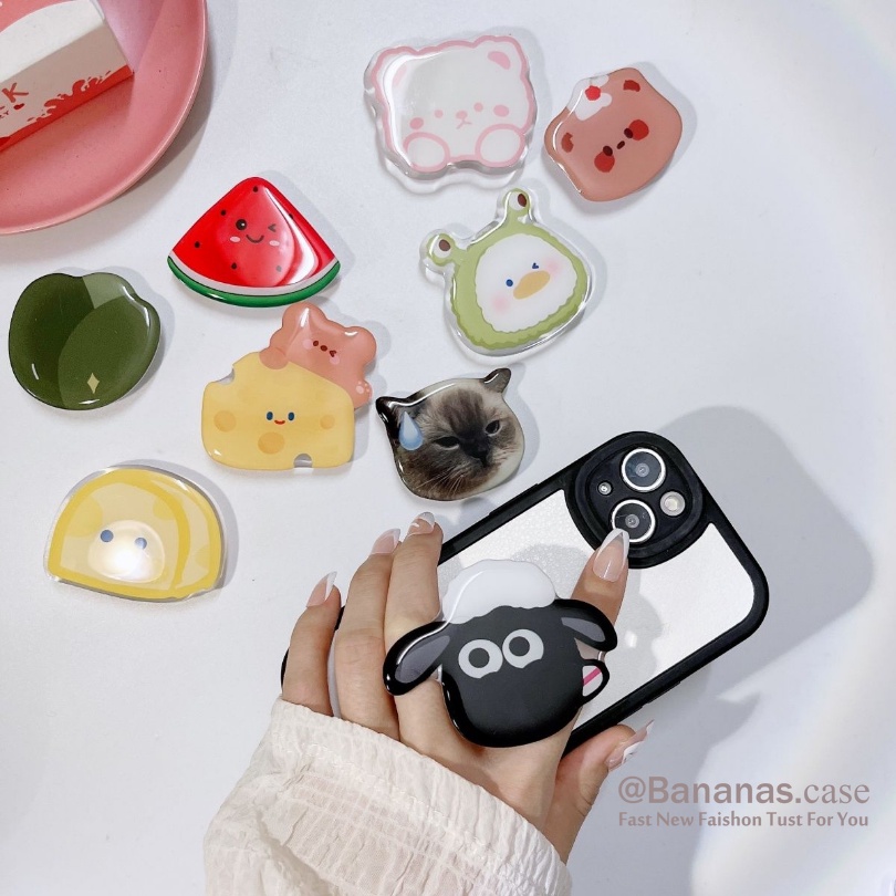 Cartoon Cute Lazy Phone Stand Holder Glossy Airbag Foldable Socket Holder Extendable Grip Phone Ring - รูปที่ 2