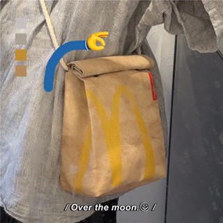 McDonald's กระเป๋า นักเรียนถุงกระดาษ สะพายหลังผู้หญิงาแนวทแยงความจุขนาดใหญ่