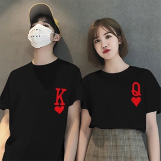 Korea Style Couple Pattern 100Cotton T Shirt Fashion Oversized Unisex Tops Tees Trend_05