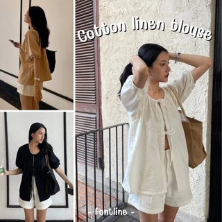 (สินค้าพร้อมส่ง) เสื้อคลุมมินิมอล (V06) ผ้าฝ้าย ผ้านิ่มมากกก Cotton linen blouse