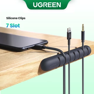 UGREEN ยูกรีน ที่เก็บสายเคเบิลเดสก์ท็อปสีดําออกแบบคลิป 7 ชิ้น, ที่ยึดการจัดการสายไฟอเนกประสงค์ 2 แพ็คสําหรับการจัดเก็บสายไฟโต๊ะทํางาน