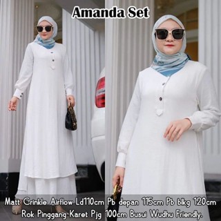 Amanda SET WD ไซส์ M L XL XXL | ชุดเสื้อท็อป และกระโปรงยาว (ไม่รวม HIJAB) ชุดสูทร่วมสมัย ลายดอกไม้ สีชมพู สีม่วง สีม่วง สีม่วง ขาว แฟชั่นผู้หญิง มุสลิม เวอร์ชั่นล่าสุด เวอร์ชั่นไวรัล สไตล์เกาหลี