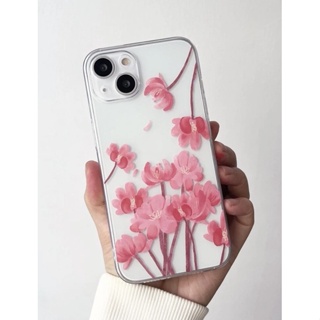 เคสไอโฟนใสเกาหลีมินิมอลดอกไม้ชมพู i7-14promax (Case iphone) เคสมือถือ เคสชมพู เคสดอกไม้ เคสใสสกีน เคสแฟนตาซี ขายดี