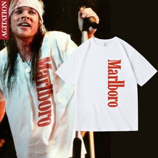 เสื้อยืดแขนสั้น ผ้าฝ้ายแท้ พิมพ์ลายดอกไม้ A axl สําหรับผู้ชาย