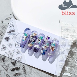 Bliss สติกเกอร์ติดเล็บ ลายการ์ตูนดอกไม้ หน้ายิ้ม นางฟ้า มีกาวในตัว สําหรับตกแต่งเล็บ