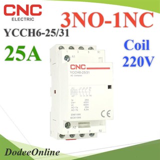 .แมกเนติก คอนแทคเตอร์ CNC คอยล์คอนโทรล 220VAC ขนาด 25A 4P Dinrial วงจรไฟฟ้า 3NO-1NC รุ่น Contact-25A-3NO-1NC DD