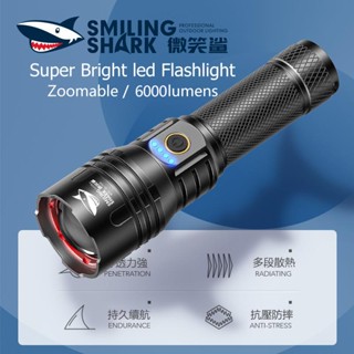 Smilingshark SD7009 ไฟฉาย led, ไฟฉายพลังสูง 6000lumens, ไฟฉายซูมได้, ชาร์จ USB, 3 โหมดกันน้ำสำหรับการเดินป่าตั้งแคมป์กลางแจ้ง