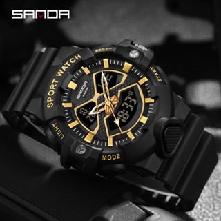 Sanda นาฬิกาข้อมือควอทซ์ มีไฟ LED กันน้ํา อเนกประสงค์ สําหรับผู้ชาย SD3150-11