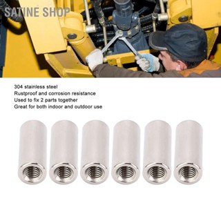 SaTine Shop 20 Pcs รอบ Connector Nut M6x1.0 10 L25mm Rod Coupling Nuts สแตนเลสเกลียวแขน