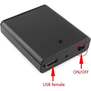 รางถ่าน AA 4 ก้อน มีฝาปิดและสวิตช์ พร้อมช่องต่อ USB