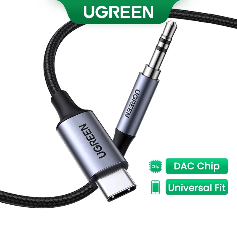 Ugreen USB-C ถึง 3.5 มม.เสียงชายสายหูฟังอะแดปเตอร์ USB C ถึง Aux สายสัญญาณเสียงสายไฟชิป DAC
