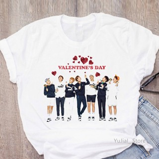 เสื้อยืดแขนสั้น พิมพ์ลายกราฟฟิค BTS - ValentineS Day สไตล์ฮาราจูกุ สําหรับผู้หญิง 2022_05