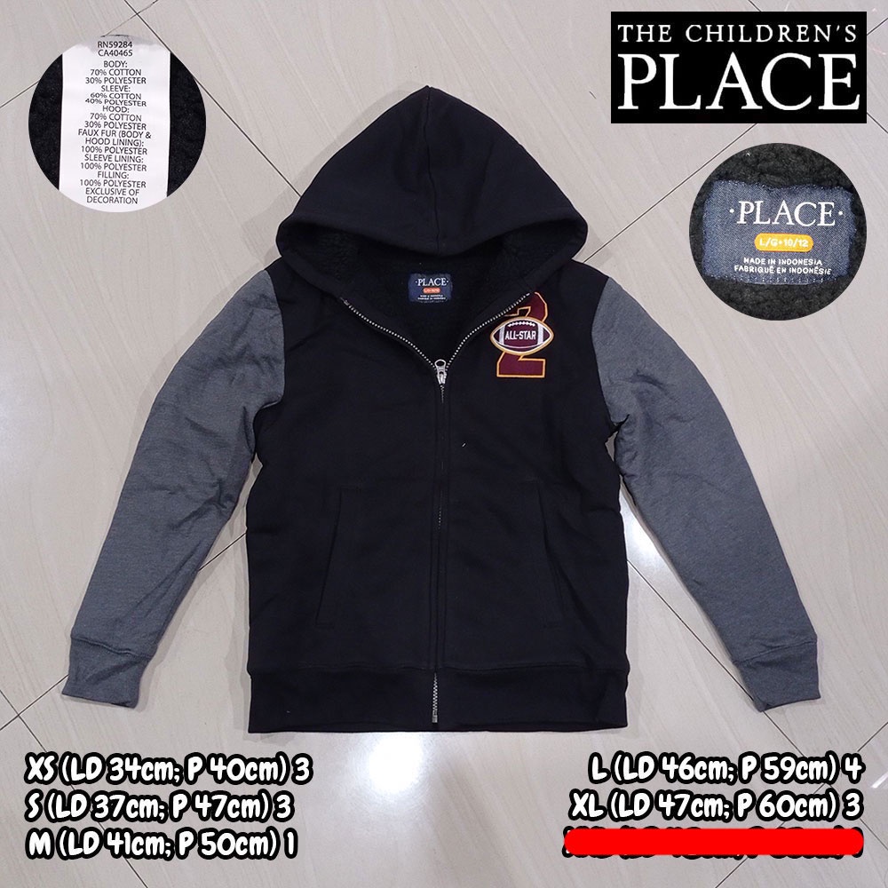 Hitam Jacket/hoodie Kids Fleece หนา สีเทา สีดํา L ALL-STAR PLACE (030222-B02)