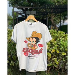 เสื้อยืดแขนสั้น ผ้าฝ้าย พิมพ์ลายการ์ตูน Betty boop Miss Betty สําหรับผู้ชาย และผู้หญิง