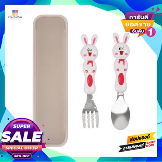 Rabbit ช้อนส้อมลายกระต่าย Kassa Home รุ่น Utlb-0032-4-T ขนาด 5.5 X 21.5 X 2.5 ซม. สีขาวcutlery Rabbit Pattern  Home Utlb