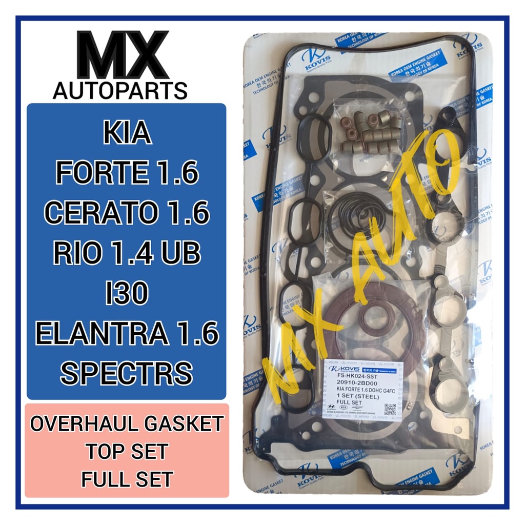 KIA FORTE 1.6 CERATO 1.6 RIO 1.4 UB I30 ELANTRA 1.6 MD G4FC ENGINE HEAD TOP หรือ FULL OVERHAUL GASKE