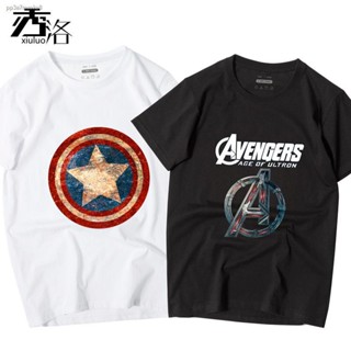 Iron Man clothesเสื้อผ้าไอรอนแมน✳✟✹อเวนเจอร์ 4 แขนสั้น Marvel รอบ Iron Man เสื้อยืดเสื้อผ้า Marvel ร่วมแบรนด์ Thano_07