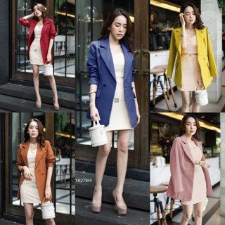 TT18276 Set 3 ชิ้น เสื้อสูทเบลเซอร์ + ครอปสายเดี่ยว + กระโปรงทรง A Set 3 pieces: blazer suit + crop top + A-line skirt