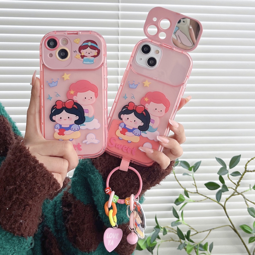 Princess Bracket Vanity Mirror เคส iPhone สําหรับ iPhone 17ProMax 16 15 14 13 12 11 Xr Drop-Resistant