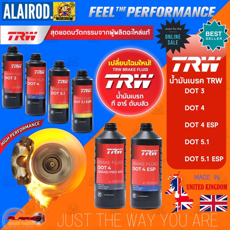 TRW น้ำมันเบรค มาตรฐาน ติดรถยุโรป DOT 3 , DOT 4 , DOT 4 EPS , DOT 5.1 , DOT 5.1 EPS สินค้านำเข้าจากป
