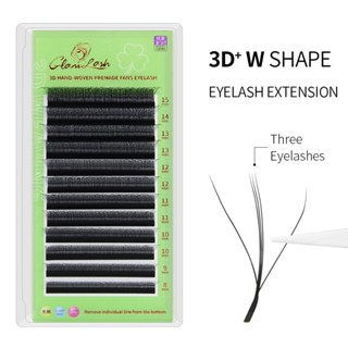 Glamlash ขนตาปลอม 3D แบบนุ่ม ดูหนาแน่น อัตโนมัติ น้ําหนักเบา 3D  ขนตาปลอมรูปแบบ W ต่อขนตาโคลเวอร์