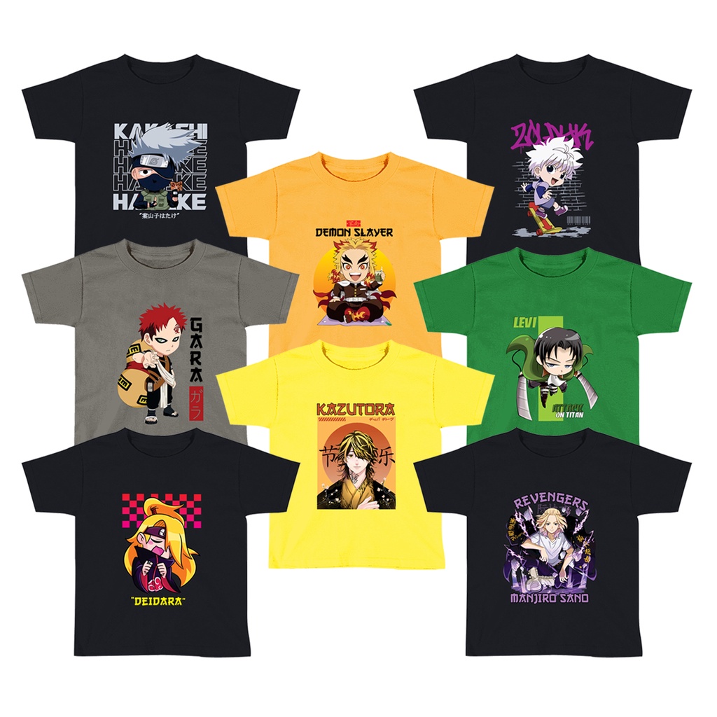เสื้อยืดเด็ก เสื้อผ้าเด็ก Combed 24s 1-10 Years เสื้อยืดนารูโตะ เสื้อยืดอนิเมะ demon slayer เดดิดารา