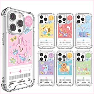 Line Friends BT21 - Have a nice trip ticket clear bumper hard case compatible for iphone 14 13 12 11 pro max mini 7 8 se2 se3 s22 ultra plus s22+ s21+ s21 casing pc tpu koya chimmy