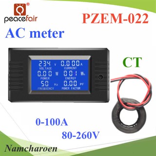 ..PZEM-022 AC มิเตอร์ดิจิตอล 0-100A 80-260V  โวลท์ แอมป์ วัตต์ พลังงานไฟฟ้า พร้อม Coil CT รุ่น PZEM-022-CT NC