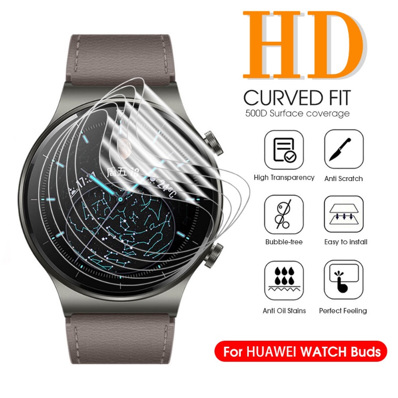 ฟิล์มไฮโดรเจล TPU แบบนิ่ม ป้องกันรอยนิ้วมือ ป้องกันหน้าจอ สําหรับ Huawei Watch Buds