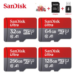 Sandisk Class10 แฟลชการ์ด TFcard 256GB 128GB 64GB 32GB Ultra A1 SDXC 120MB/s UHS-I พร้อมอะแดปเตอร์ และการ์ดรีดเดอร์