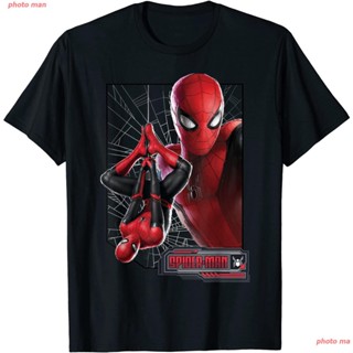 สไปเดอร์แมน เสื้อยืดแฟชั่น Spider-Manเสื้อยืด Marvel Spider-Man Far From Home New Suit Logo Poster T-Shirt couple_04