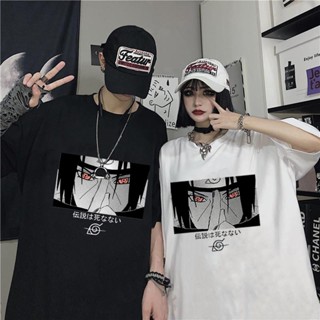 เสื้อยืด พิมพ์ลายการ์ตูนนารูโตะ Uchiha Itachi โอเวอร์ไซซ์ สไตล์ญี่ปุ่น แฟชั่นฮาราจูกุ สําหรับผู้หญิง และคู่รัก