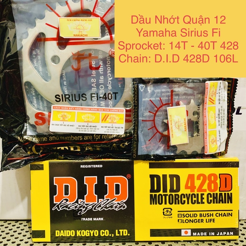 Yamaha Sirius JOMTHAI ASAHI Sun Sprocket - โซ่ DID 428D ของแท้ Made in Japan
