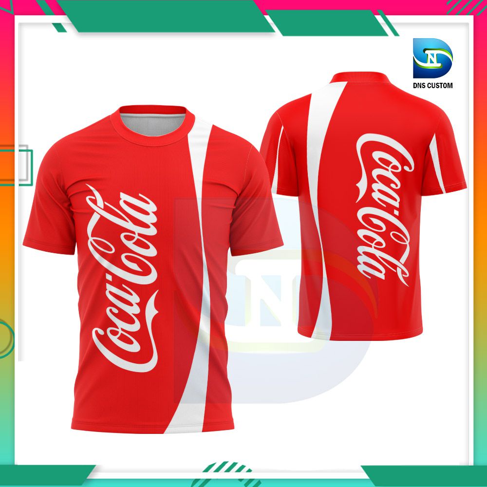 เสื้อยืดแขนสั้น Coca Cola การพิมพ์แบบกําหนดเอง || เสื้อยืดเสื้อเจอร์ซีย์ Coca Cola Dryfit ดีไซน์น่าร