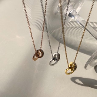 Lucky Roman necklace (18k+stainless steel)  - สร้อยคอสแตนเลสจี้ห่วงตัวเลขโรมัน