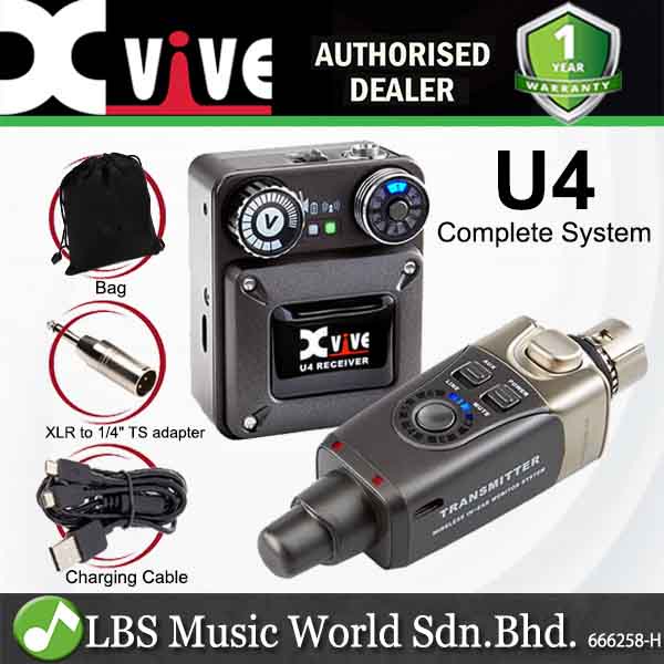 Xvive U4 Complete In Ear Monitor ระบบไร้สายพร้อมเครื่องส่งสัญญาณ, ตัวรับสัญญาณและหูฟังแบบ Beltpack (