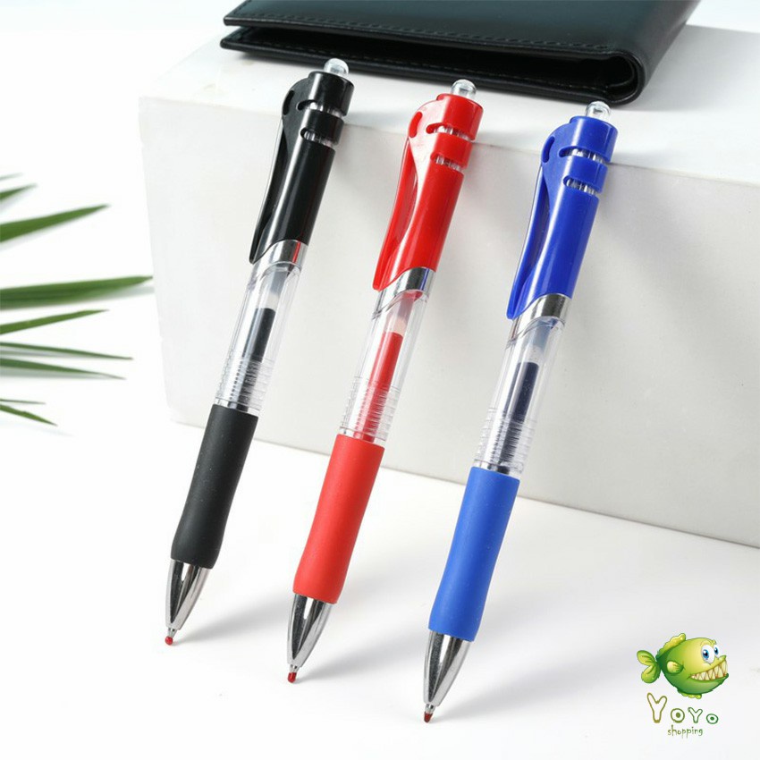 YOYO ปากกา"แบบกด"  [A675] ขนาด 0.5 mm มีสามสี ปากกาเจล เขียนลื่นมาก เครื่องใช้สำนักงาน เครื่องเขียนนักเรียน gel pen