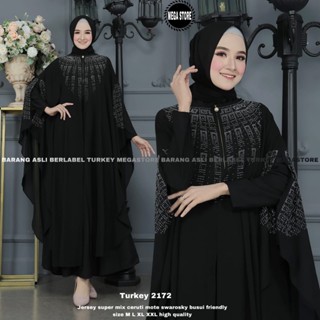 Gamis Abaya Turkey 2172- ชุดเดรส มีซิป ปักลาย สไตล์มุสลิม Waita Jumbo Abaya สีดํา