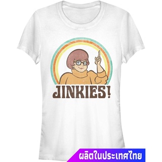 เสื้อยืดราคาถูกผู้ชายและผู้หญิง Juniors Scooby Doo Velma Jinkies Retro T-Shirt sale เสื้อกั๊ก