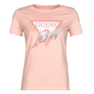 Guess เสื้อยืดลําลอง แขนสั้น คอกลม พิมพ์ลายโลโก้สามเหลี่ยม สไตล์คลาสสิก เหมาะกับฤดูร้อน สําหรับผู้หญิง