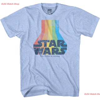 เสื้อยืดผู้ชายและผู้หญิง STAR WARS Rainbow Logo Adult Tee Graphic T-Shirt For Men Tshirt Mens Womens T-shirts_04