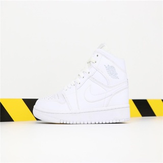 5rqm Air Jordan 1 Mid "Whiteout" 554724-104 รองเท้ากีฬา รองเท้าบาสเก็ตบอล