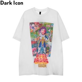 เสื้อยืดลําลอง ผ้าฝ้าย แขนสั้น พิมพ์ลาย Dark Icon สีดํา สไตล์ฮิปฮอป สตรีท โอเวอร์ไซซ์ แฟชั่นฤดูร้อน สําหรับผู้ชาย 2022