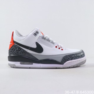 J56r ขายดี 5168 Air Jordan 3 Rotro AJ3 รองเท้ากีฬา รองเท้าบาสเก็ตบอล สีขาว สีดํา สําหรับผู้ชาย ผู้หญิง