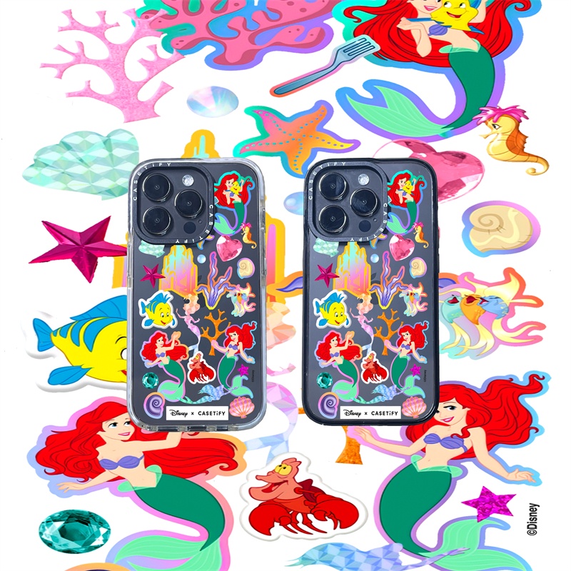 Casetify X Disney เคสโทรศัพท์มือถืออะคริลิค TPU ใส แบบแข็ง ลายเจ้าหญิง ARIEL พร้อมกล่อง สําหรับ Appl