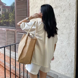(สินค้าพร้อมส่ง) เสื้อคลุมมินิมอล (V06) ผ้าฝ้าย ผ้านิ่มมากกก Cotton linen blouse