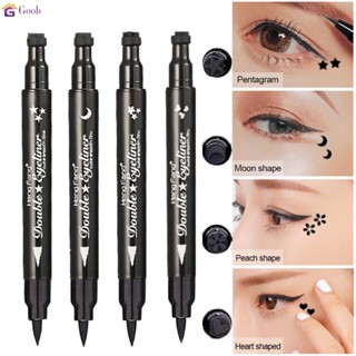 อายไลเนอร์แบบสองหัว อายไลเนอร์ 4รูปแบบ Liquid Black Eye Liner Pen Star Moon Stamp 【Goob】