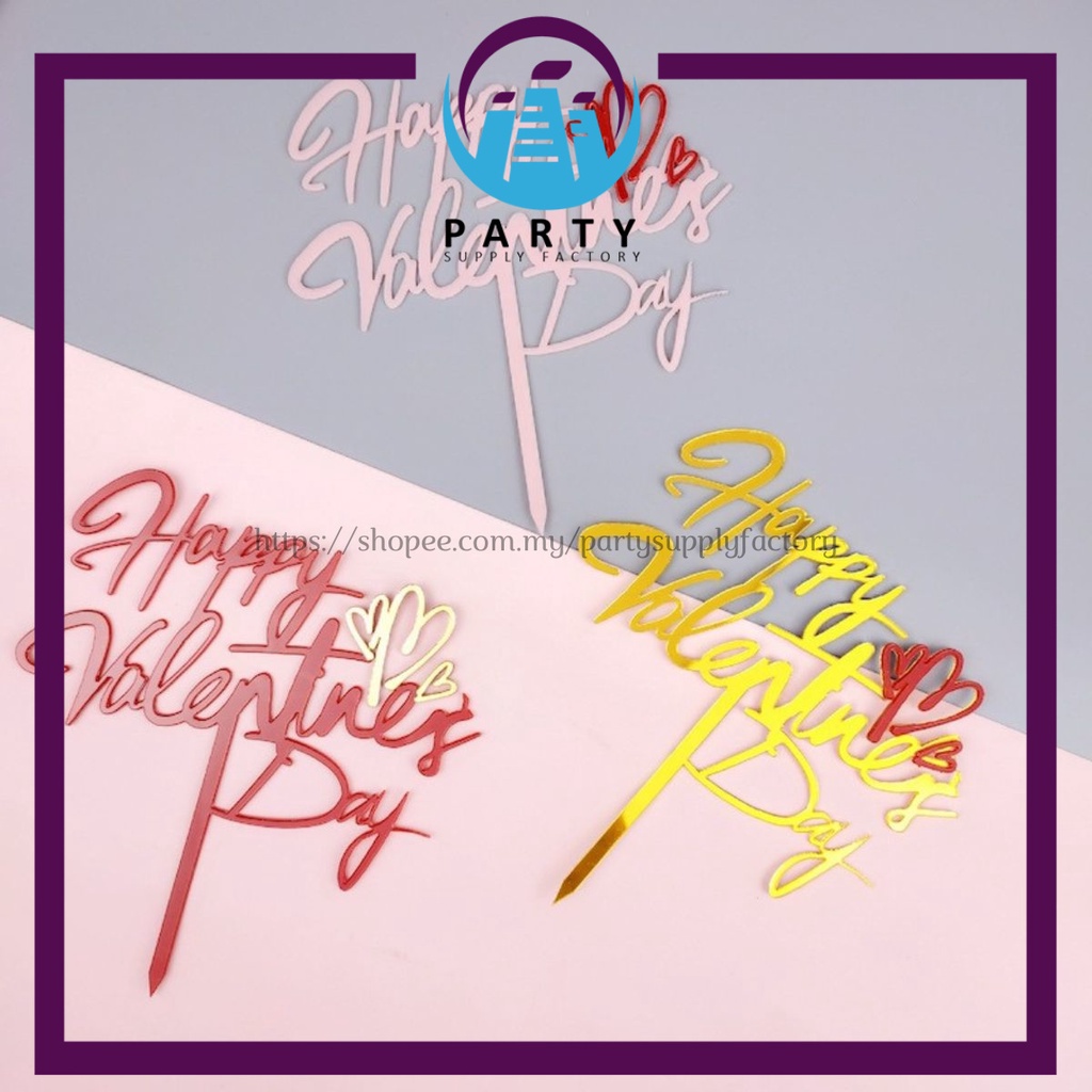 เค้ก I Love You/Congrats/Happy Valentines Day Topper อะคริลิคสีทอง สีเงิน หรือ สีดํา (1 ชิ้น)