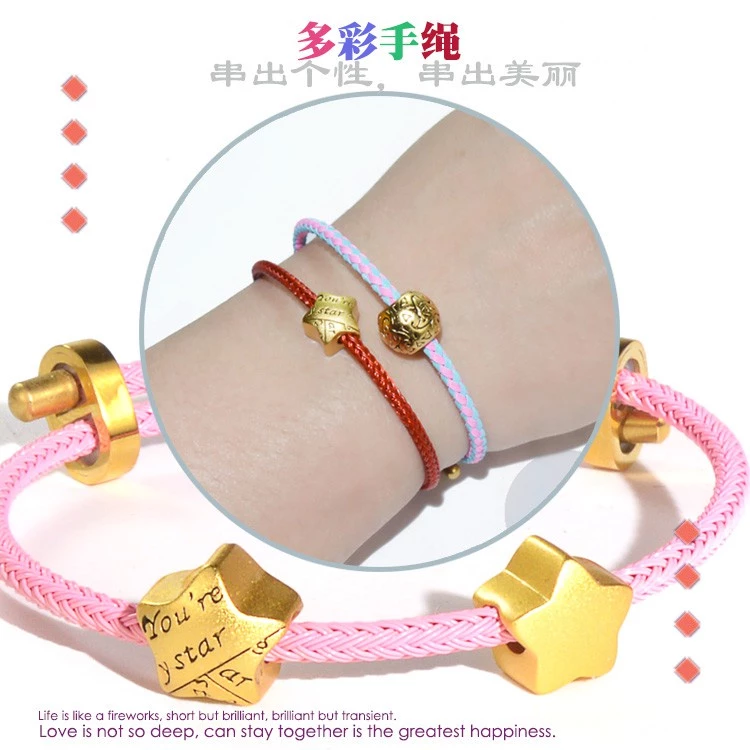 สร้อยข้อมือเชือกลวดสเตนเลส 3 มม. ปรับขนาดได้ สีทอง thumbnail 4