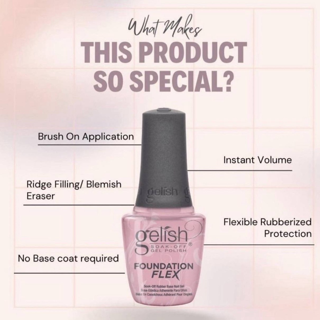 GELISH Foundation Flex Rubber Base gel 4สีกึ่งใส รับเบอร์เบสเจล ของแท้จากUSA พร้อมส่ง